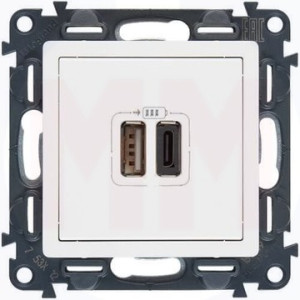 Розетка USB для зарядки A+C, Белый, Valena Life Legrand 753106