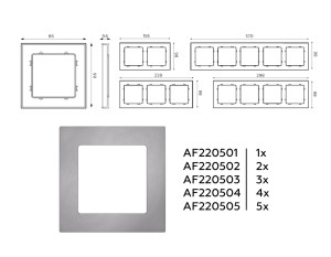 Рамка 5 местная пластик, Сталь матовый, ALFA Techno Ambrella Volt AF220505