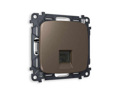 Розетка комп. с шторками RJ45 Cat. 6, Темная бронза матовый, OMEGA Quant Ambrella Volt MO642010
