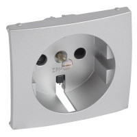 Лицевая панель розетки с З/К с шторками, алюминий, Valena Classic Legrand 770257