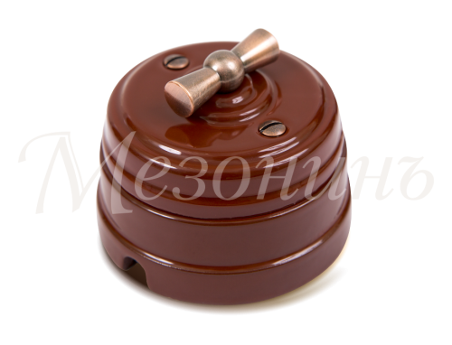 Выключатель фарфоровый 2 кл. (4 положения), коричневый, ТМ МезонинЪ GE70401-04