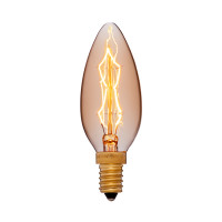 Ретро лампа накаливания C35 F7 40Вт Е14, золотистая Sun Lumen 052-085