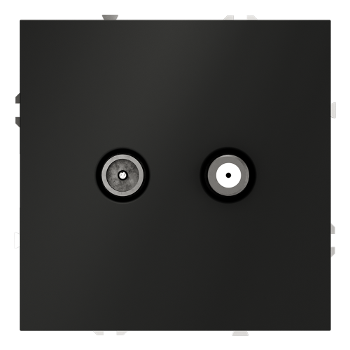 Розетка телевизионная оконечная TV+SAT, Черный матовый, S70 Voltum VLS060408