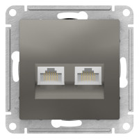 Розетка компьютерная 2-я RJ45 Cat. 6а, Сталь, AtlasDesign SE ATN000988