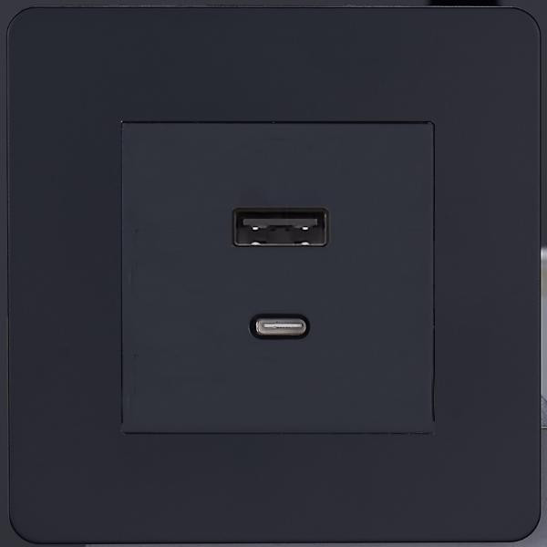 Розетка USB для быстрой зарядки Type A+C, Черный, Merida Salvador SBAN11B1A12