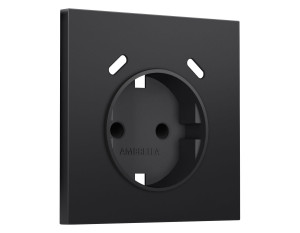 Лицевая панель розетки с З/К и USB зарядкой C+С со шторками, Черный матовый, Sigma Quant Ambrella Volt SP8105