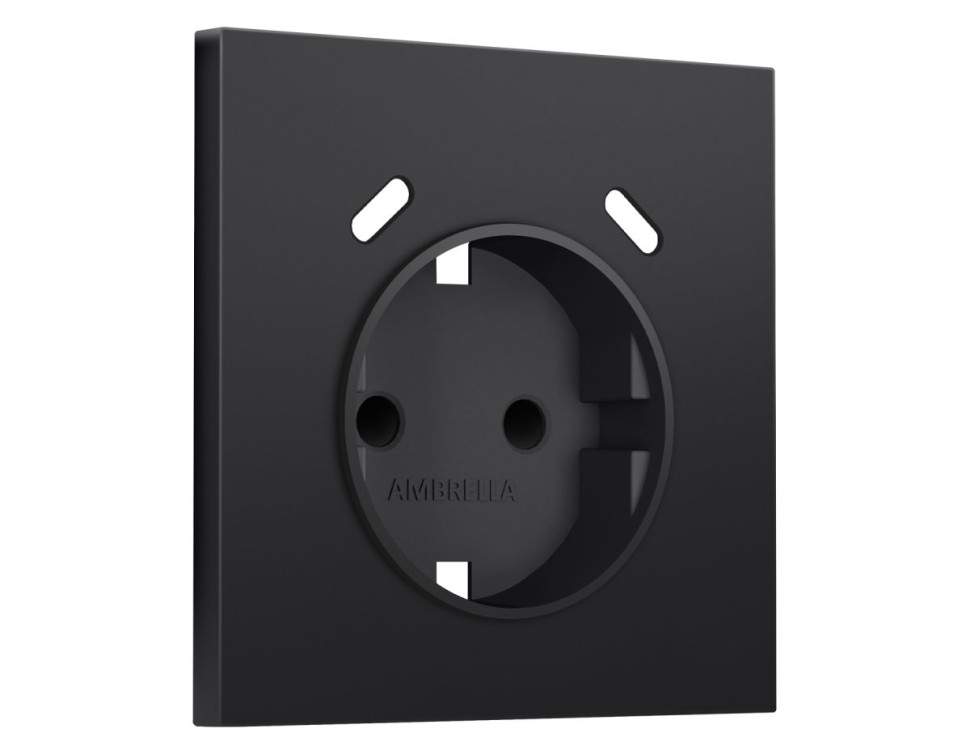 Лицевая панель розетки с З/К и USB зарядкой C+С со шторками, Черный матовый, Sigma Quant Ambrella Volt SP8105