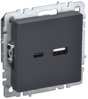 Розетка USB для зарядки, тип А+C, Графит, Brite IEK BR-U22-018-K53