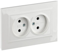 Розетка 2-я без З/К, Белый, Brite IEK BR-R20-10-K01-F