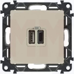 Розетка USB для зарядки A+C, Слоновая кость, Valena Life Legrand 753206 Розетка USB для зарядки A+C, Слоновая кость, Valena Life Legrand 753206