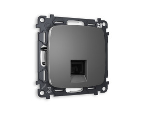 Розетка комп. с шторками RJ45 Cat. 6, Антрацит серый, OMEGA Quant Ambrella Volt MO662010