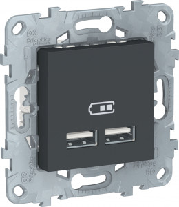 Розетка USB для зарядки, Антрацит, Unica New Schneider NU541854