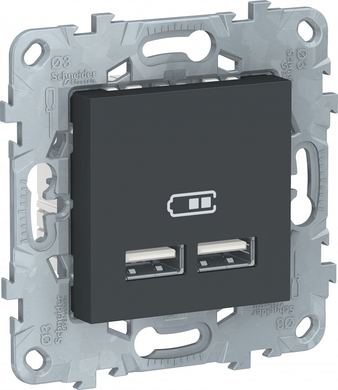 Розетка USB для зарядки, Антрацит, Unica New Schneider NU541854 Розетка USB для зарядки, Антрацит, Unica New Schneider NU541854