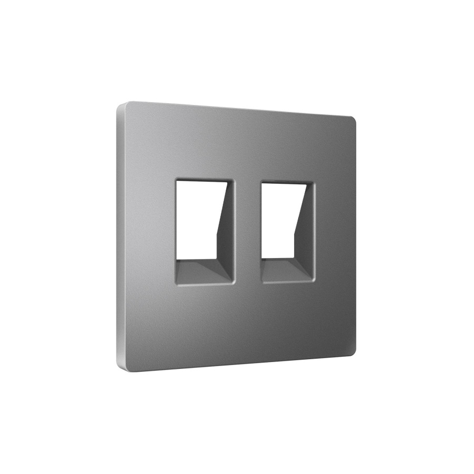 Лицевая панель розетки комп./телеф. 2-ой RJ45/RJ11 Cat. 6, Антрацит серый, ALFA Quant Ambrella Volt AP6621