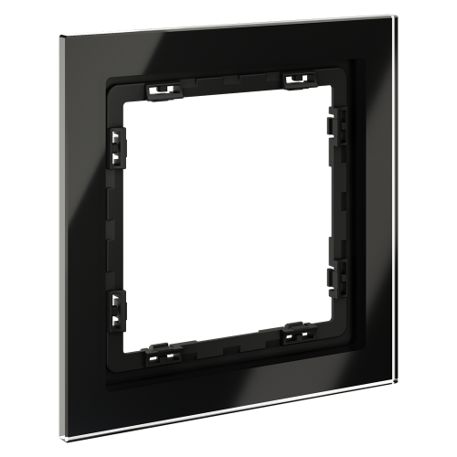 Рамка 1 местная, стекло, Черный матовый, Voltum S70 VLS110108