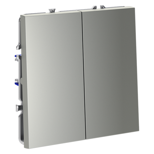 Выключатель 2кл., с/подсв., Сталь, Voltum S70 VLS020205