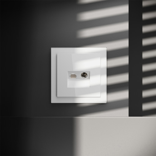 Розетка телев+комп. TV+RJ45 кат. 6, Белый глянцевый, S70 Voltum VLS060701