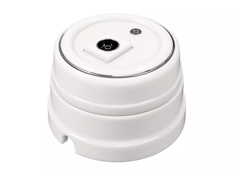 Розетка фарфоровая телевизионная TV, Платина на белом, ТМ МезонинЪ GE70321-49