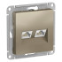 Розетка компьютерная 2-я RJ45 Cat. 6а, Шампань, AtlasDesign SE ATN000588
