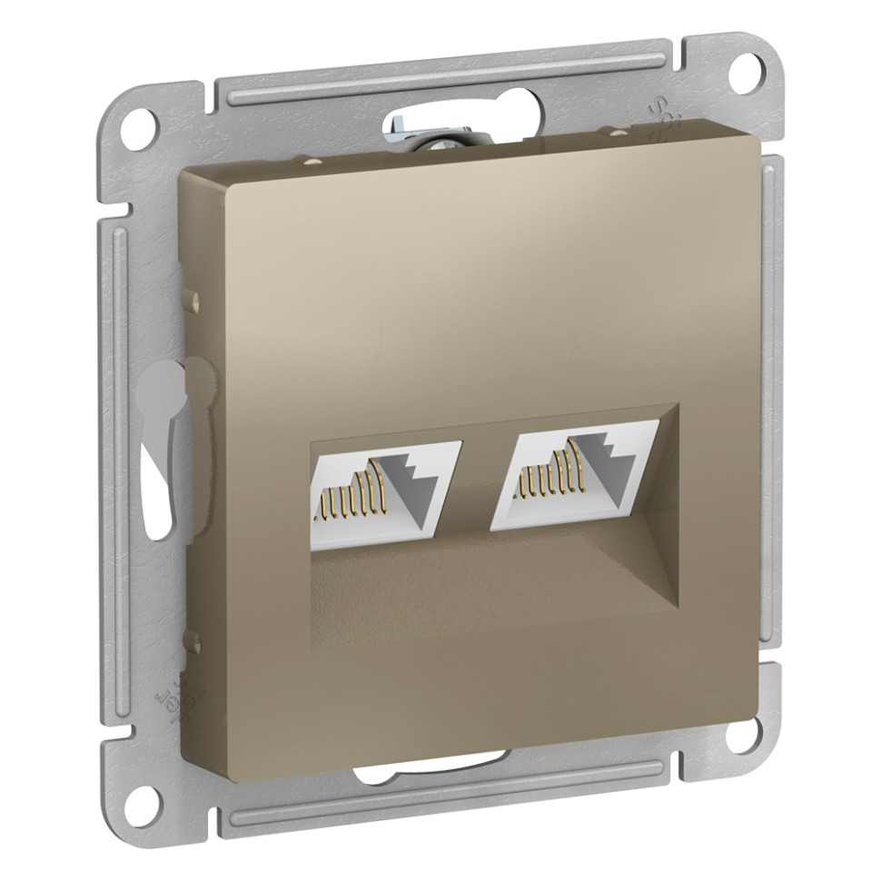 Розетка компьютерная 2-я RJ45 Cat. 6а, Шампань, AtlasDesign SE ATN000588