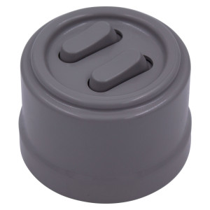 Выключатель пластик кнопочный без фиксации 2 кл., Титан, Bironi B1-222-26-PB