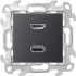 Розетка двойная HDMI+USB, Графит, Simon 24 2411095-038