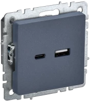 Розетка USB для зарядки, тип А+C, Маренго, Brite IEK BR-U22-018-K35