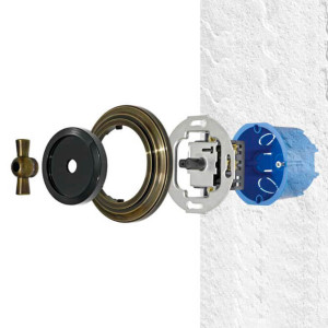 Выключатель кнопочный 2 кл. с подсветкой, Черный, Vintage LK Studio 881208-1