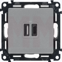 Розетка USB для зарядки A+C, алюминий, Valena Life Legrand 753306