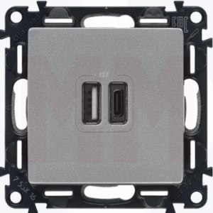 Розетка USB для зарядки A+C, алюминий, Valena Life Legrand 753306