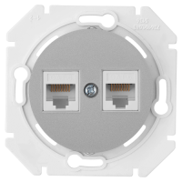 Розетка 2-ая компьютерная RJ45 Cat. 5e, Серебро, серия Прованс, Bylectrica РК216-6312