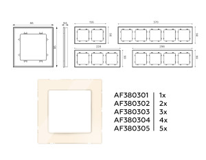 Рамка 2 местная стекло закаленное натуральное, Бежевый, ALFA Platos Ambrella Volt AF380302