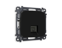 Розетка комп. с шторками RJ45 Cat. 6, Черный матовый, OMEGA Quant Ambrella Volt MO812010