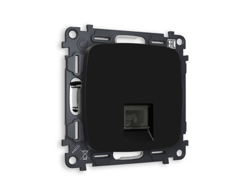 Розетка комп. с шторками RJ45 Cat. 6, Черный матовый, OMEGA Quant Ambrella Volt MO812010