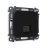Розетка комп. с шторками RJ45 Cat. 6, Черный матовый, OMEGA Quant Ambrella Volt MO812010