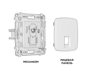 Розетка комп. с шторками RJ45 Cat. 6, Черный матовый, OMEGA Quant Ambrella Volt MO812010