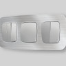 Лицевая панель выключателя 3 кл., Серебро глянец, OMEGA Quant Ambrella Volt OP4050