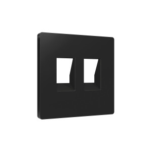 Лицевая панель розетки комп./телеф. 2-ой RJ45/RJ11 Cat. 6, Черный матовый, ALFA Quant Ambrella Volt AP8121