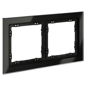 Рамка 2 местная, стекло, Черный матовый, Voltum S70 VLS110208