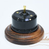 Выключатель керамика тумблерный 1 кл., черный с латунной ручкой Lindas 34415-G