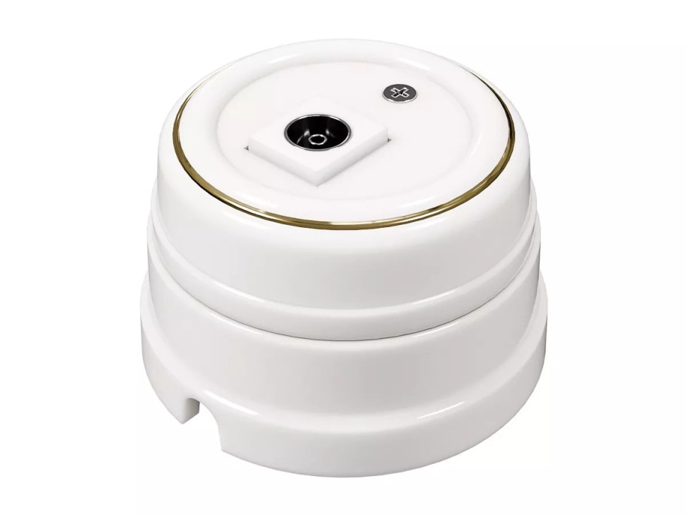 Розетка фарфоровая телевизионная TV, Золото на белом, ТМ МезонинЪ GE70321-50