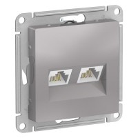 Розетка компьютерная 2-я RJ45 Cat. 5e, Алюминий, AtlasDesign SE ATN000385