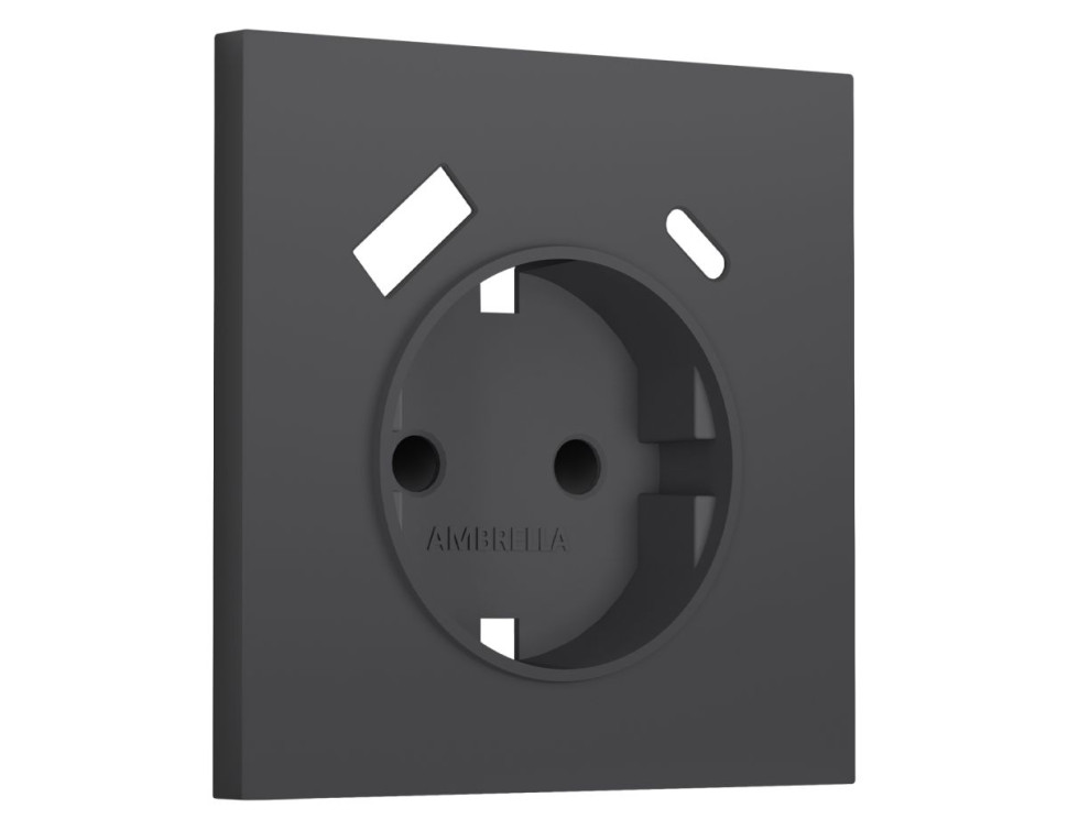 Лицевая панель розетки с З/К и USB зарядкой с шторками, Графит Мягкое касание, Sigma Quant Ambrella Volt SP9100