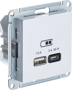 Розетка USB для быстрой зарядки A+C 45ВТ, Лотос, AtlasDesign Schneider Electric ATN001329