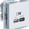 Розетка USB для быстрой зарядки, тип A+C 45Вт, Лотос, AtlasDesign SE ATN001329