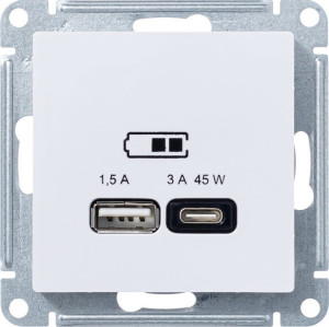 Розетка USB для быстрой зарядки, тип A+C 45Вт, Лотос, AtlasDesign SE ATN001329