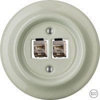 Розетка комп. фарфоровая RJ45 cat.6е, серо-зеленый глянцевый, Katy Paty CHGsCat6a 