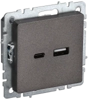 Розетка USB для зарядки, тип А+C, Темная бронза, Brite IEK BR-U22-018-K45