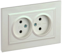 Розетка 2-я без З/К, Жемчуг, Brite IEK BR-R20-10-K36-F