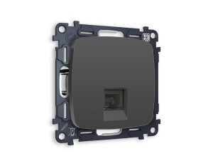 Розетка комп. с шторками RJ45 Cat. 6, Графит мягкое касание, OMEGA Quant Ambrella Volt MO912010